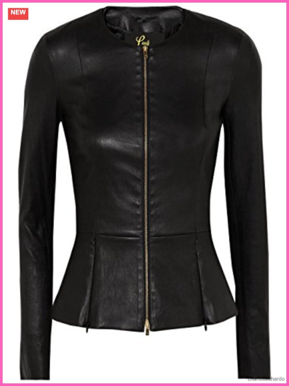 Genuine Lambskin Nappa Leather Biker Jacket Peplum Zip Moto